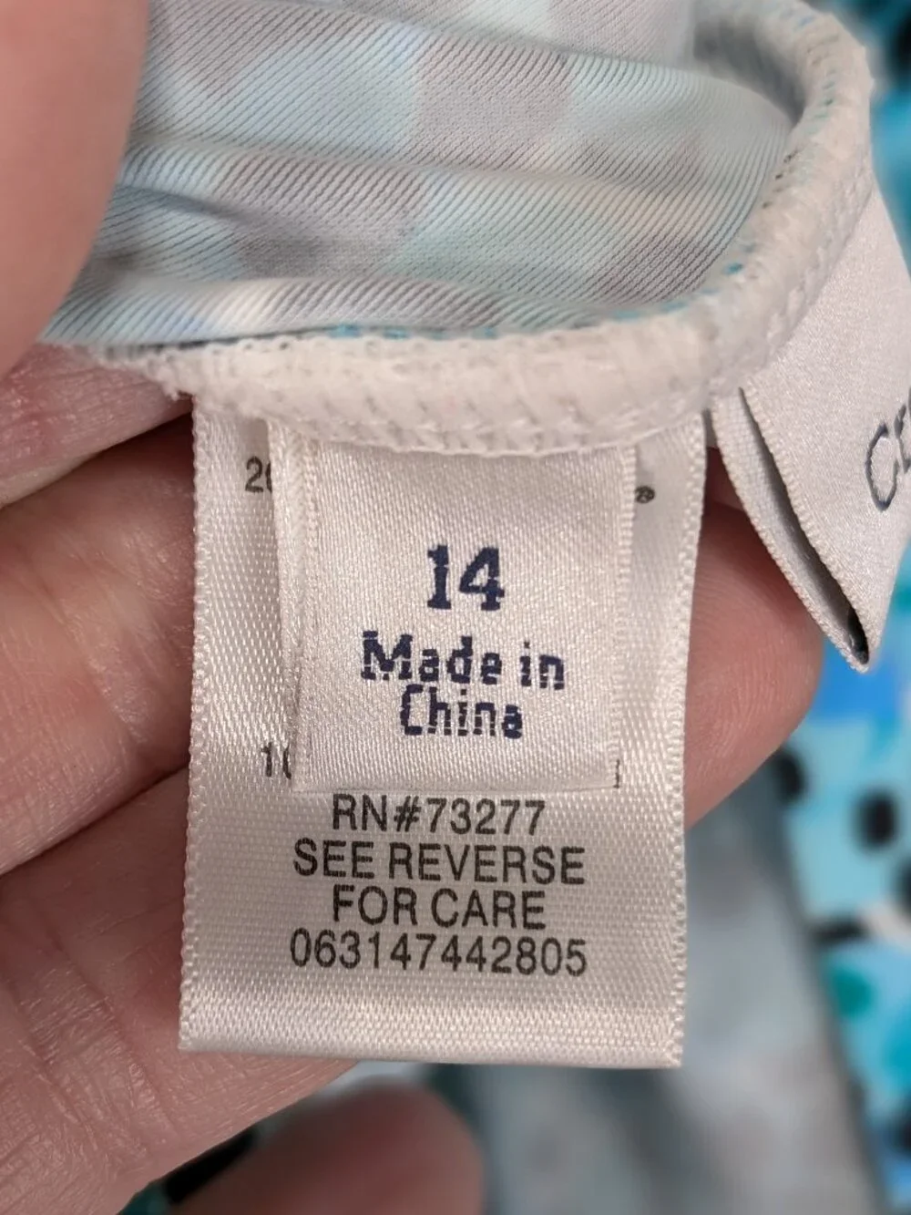 Croft & Barrow Blue Speckled Spaghetti Strap Tankini Size 14